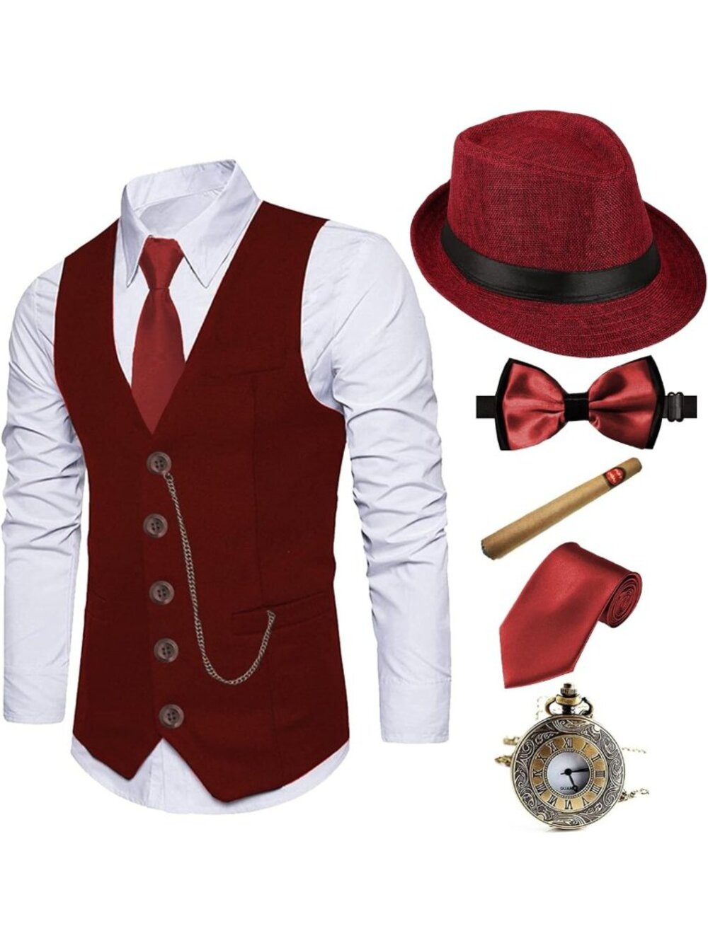 1920s Men's Halloween Costume, Adult Gangster Mobster Outfit, Vintage Party Wear